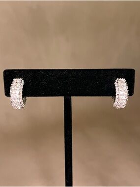 Monet Crystal Pave Clip On Hoop Earrings